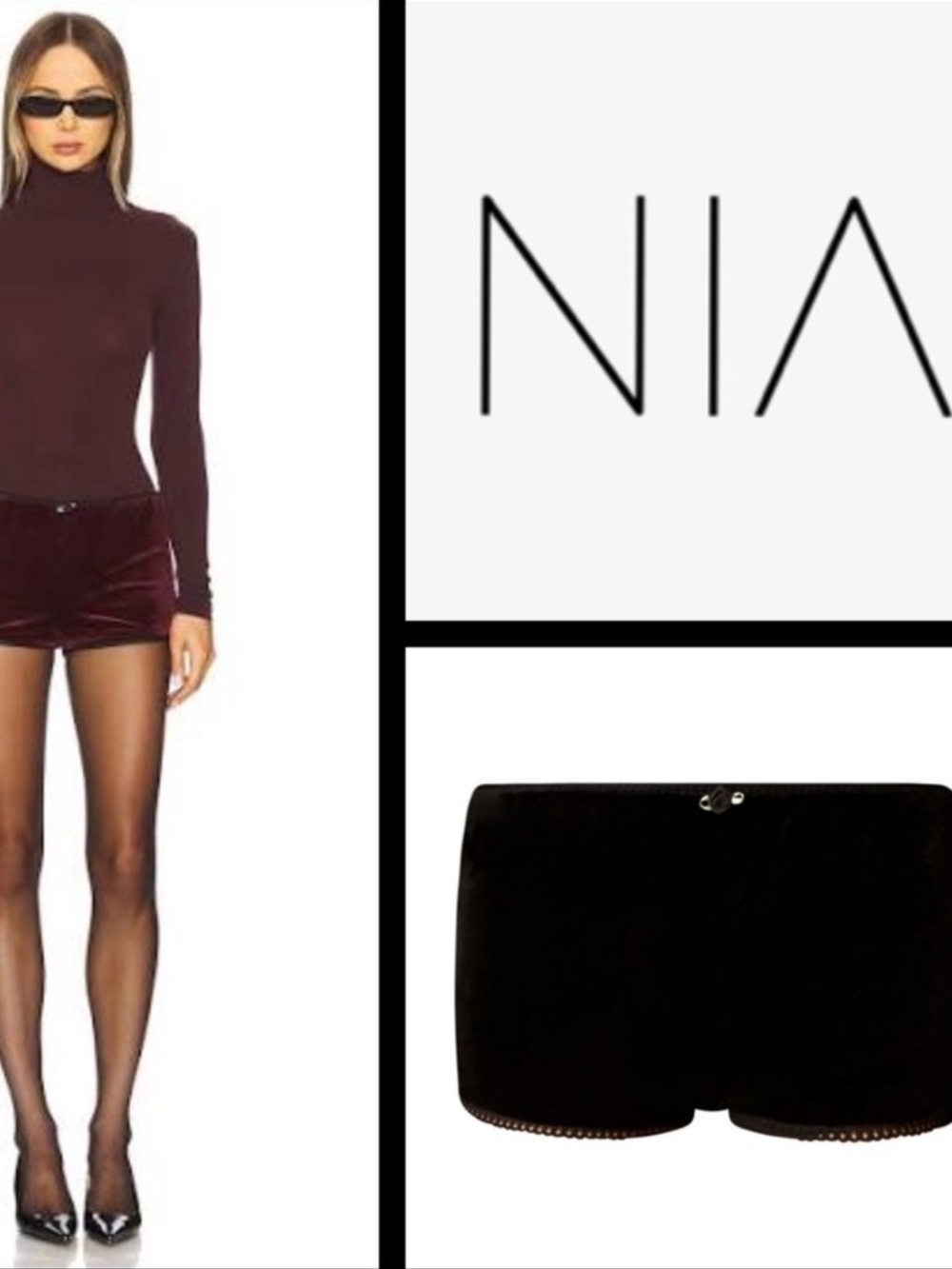 NWT NIA Noemi Black Velvet Hot Pant Shorts